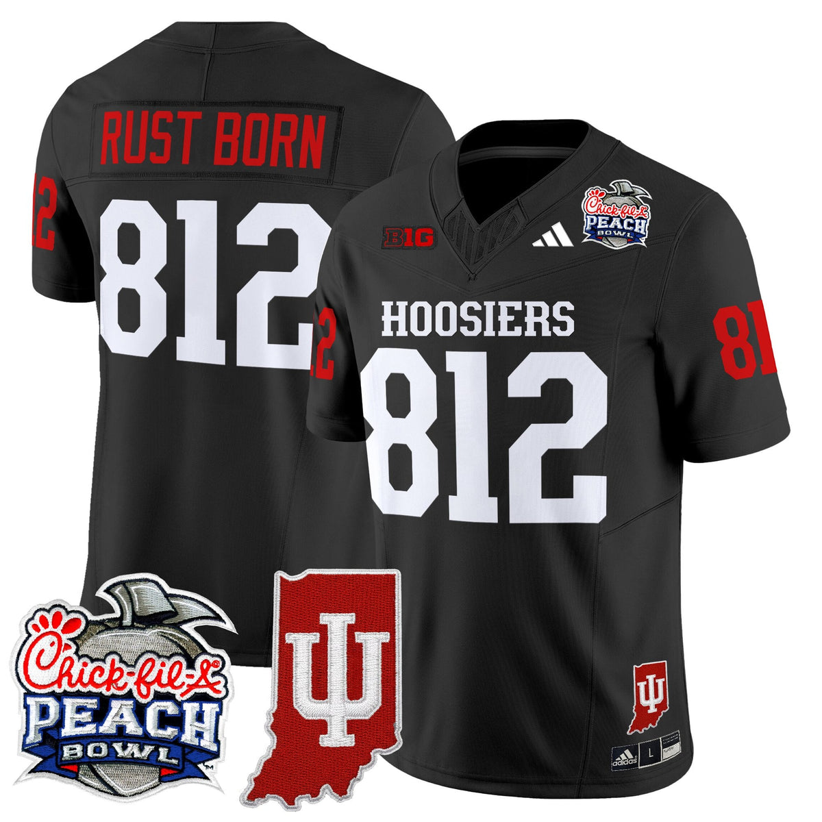 Men's Indiana Hoosiers 2026 Peach Bowl & Indiana State Patch Vapor Limited Jersey - All Stitched