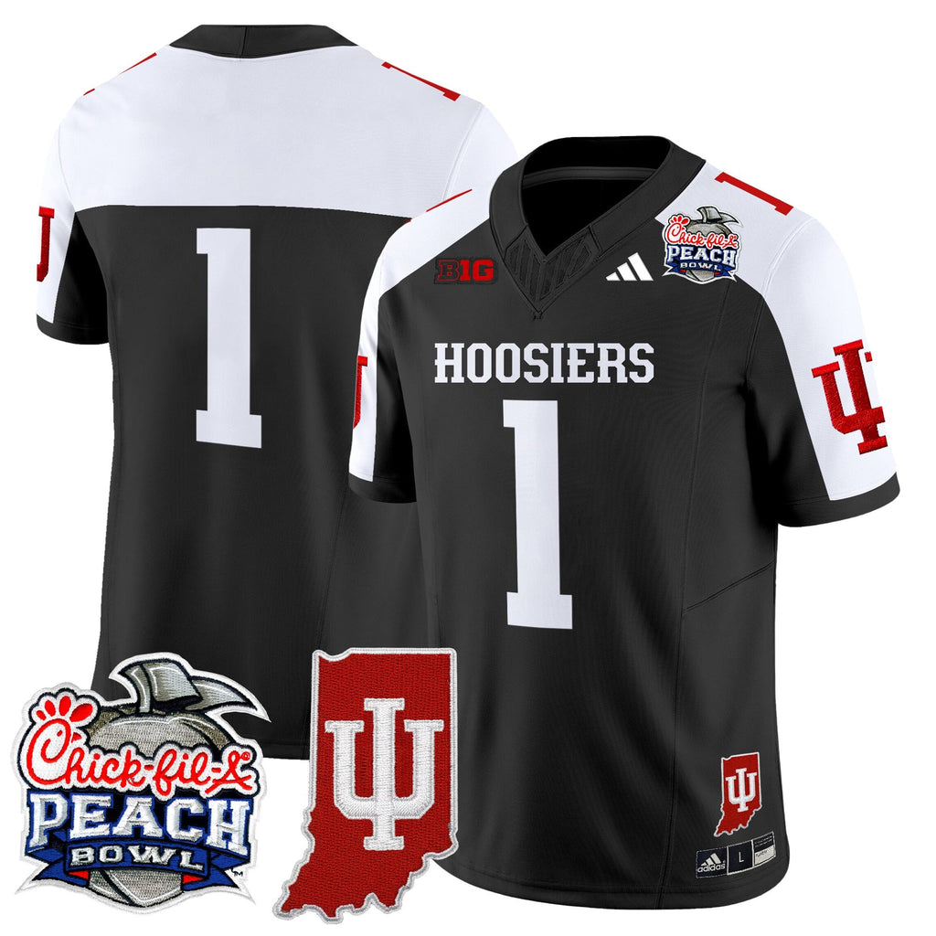 Men's Indiana Hoosiers 2026 Peach Bowl & Indiana State Patch Vapor Limited Jersey - All Stitched