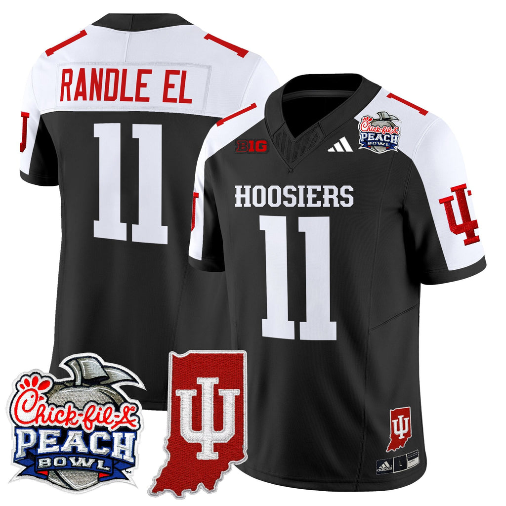 Men's Indiana Hoosiers 2026 Peach Bowl & Indiana State Patch Vapor Limited Jersey - All Stitched
