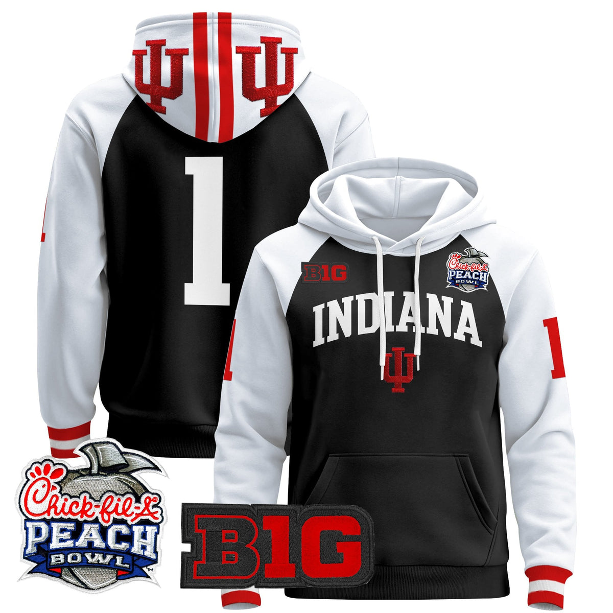 Men's Indiana Hoosiers 2026 Peach Bowl Premium Pullover Hoodie - All Stitched