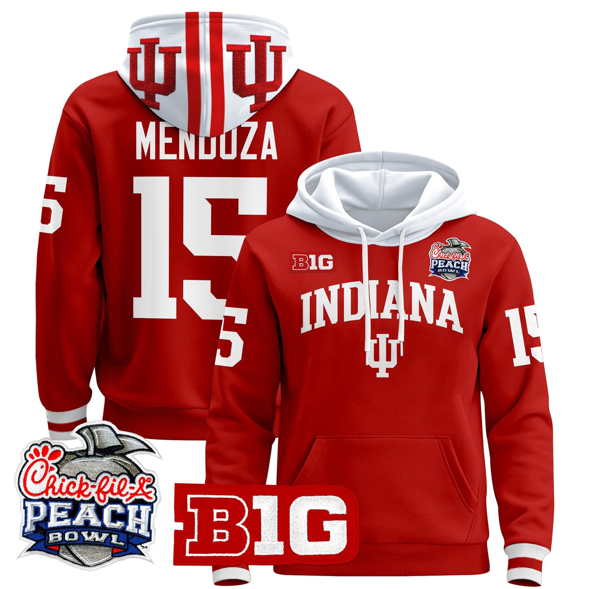 Men's Indiana Hoosiers 2026 Peach Bowl Premium Pullover Hoodie - All Stitched