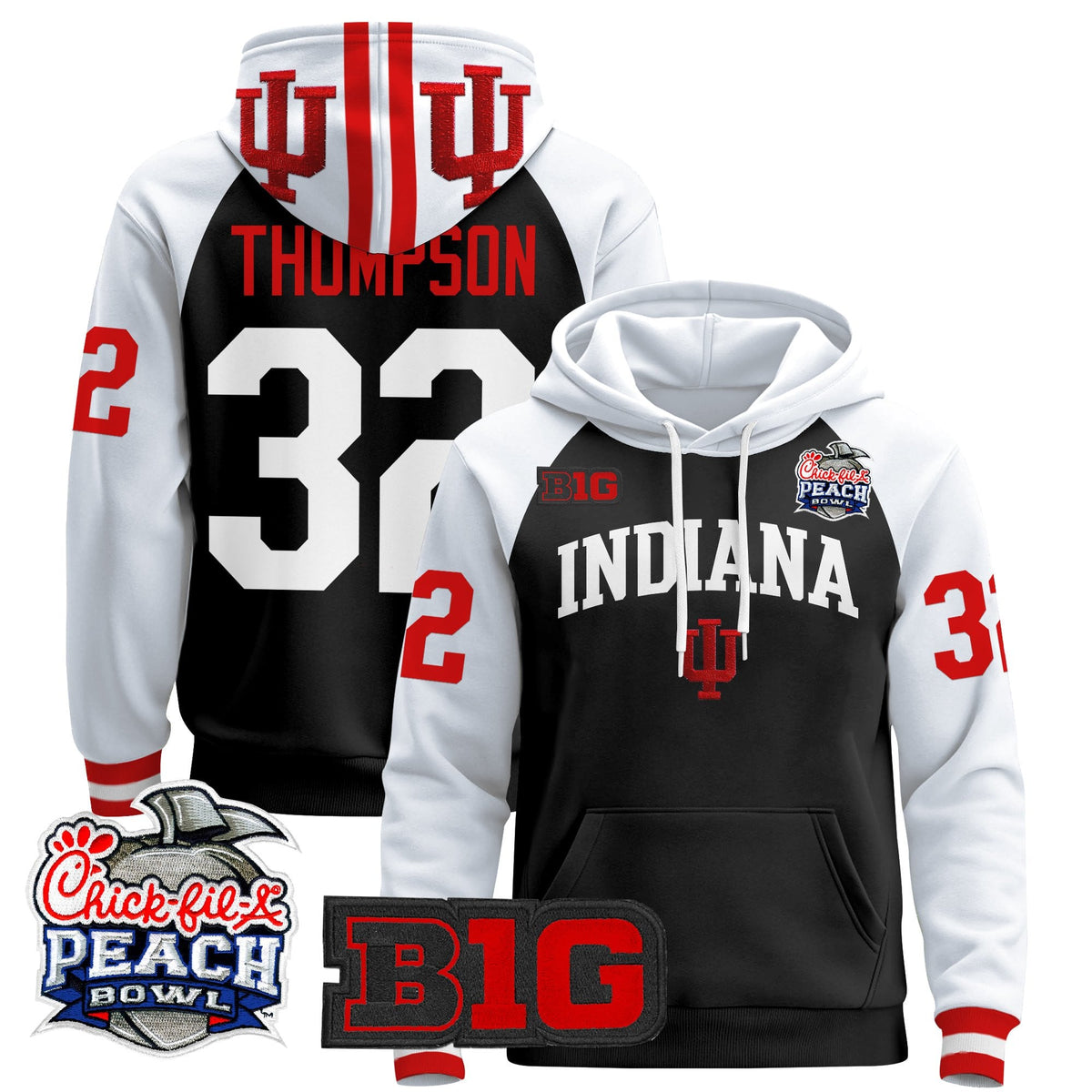 Men's Indiana Hoosiers 2026 Peach Bowl Premium Pullover Hoodie - All Stitched