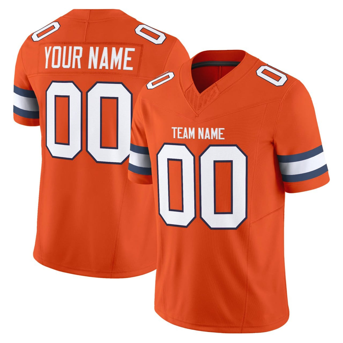 Orange Navy - White Mess Custom Football Jersey