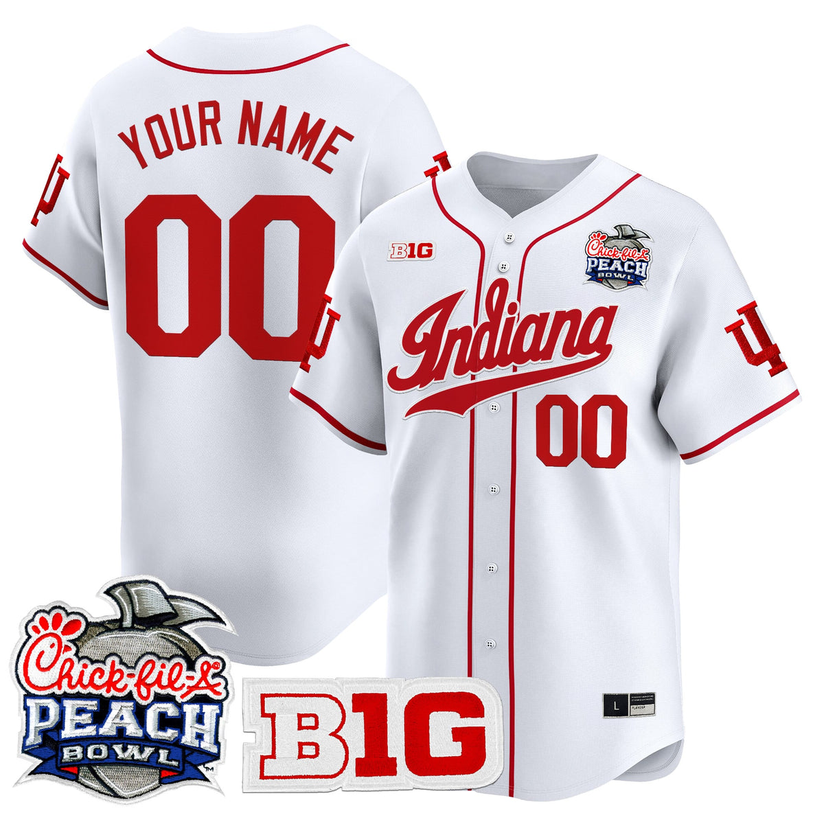 Indiana Hoosiers 2026 Peach Bowl Vapor Baseball Custom Jersey - All Stitched