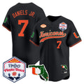 Men's Miami Hurricanes 2026 The Fiesta Bowl & Florida Patch Vapor Baseball Jersey - All Stitched