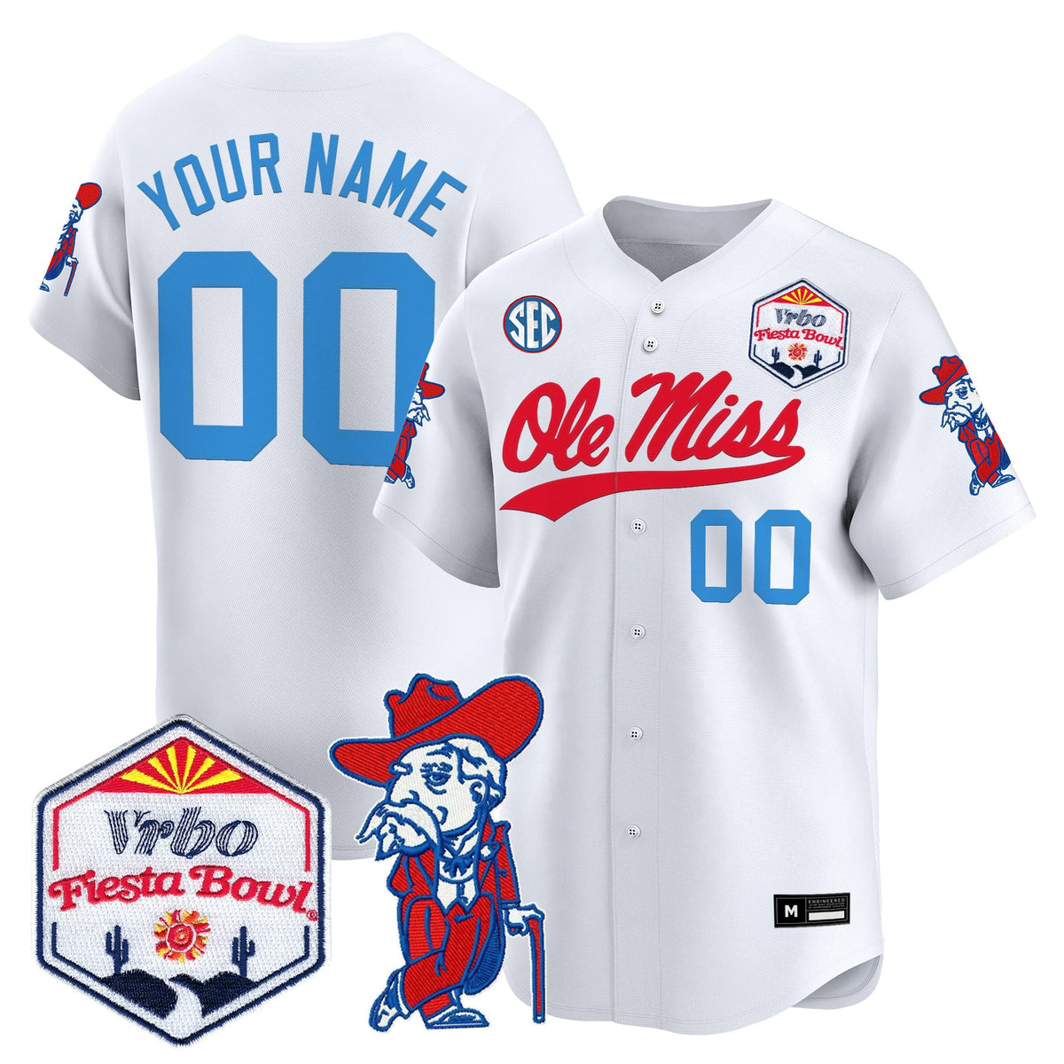 Ole Miss Rebels 2026 The Fiesta Bowl Vapor Baseball Custom Jersey - All Stitched