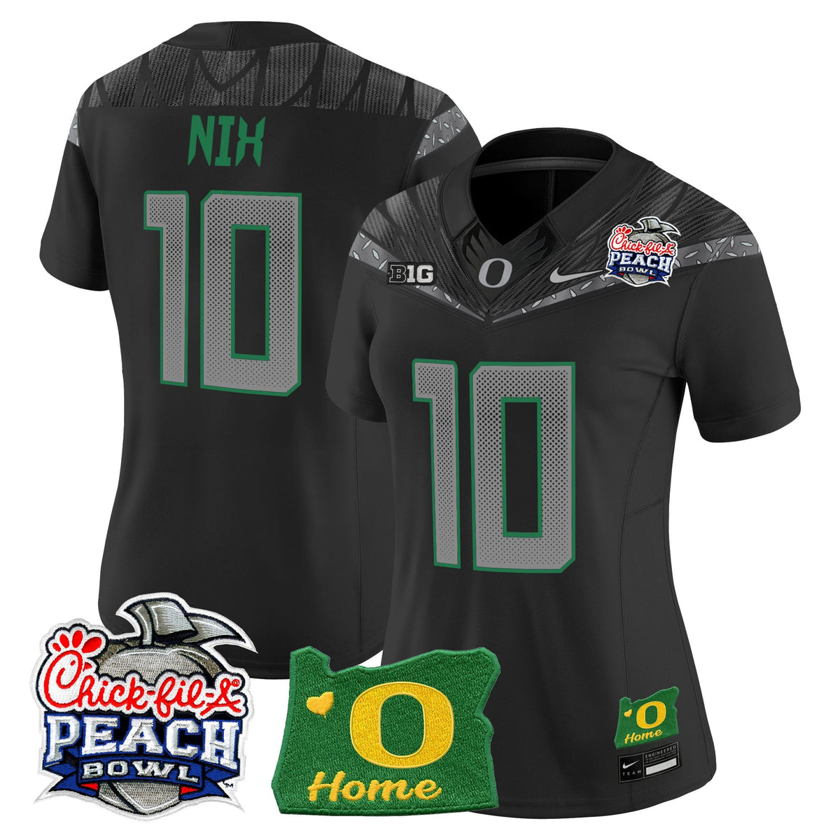 Women's Oregon Ducks 2026 Peach Bowl & Oregon State Patch Vapor Limited Jersey - All Stitched