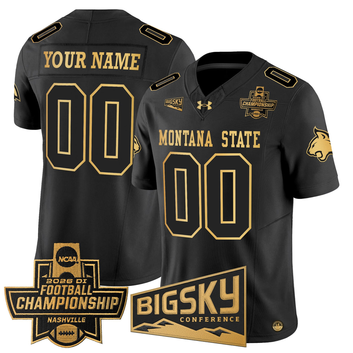 Montana State Bobcats 2026 Football Championship Gold Vapor Limited Custom Jersey - All Stitched