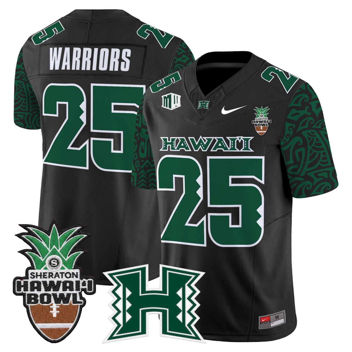 Men's Hawai'i Rainbow Warriors 2025 Hawai'i Pattern Vapor Limited Jersey - Hawai'i Bowl Patch - All Stitched