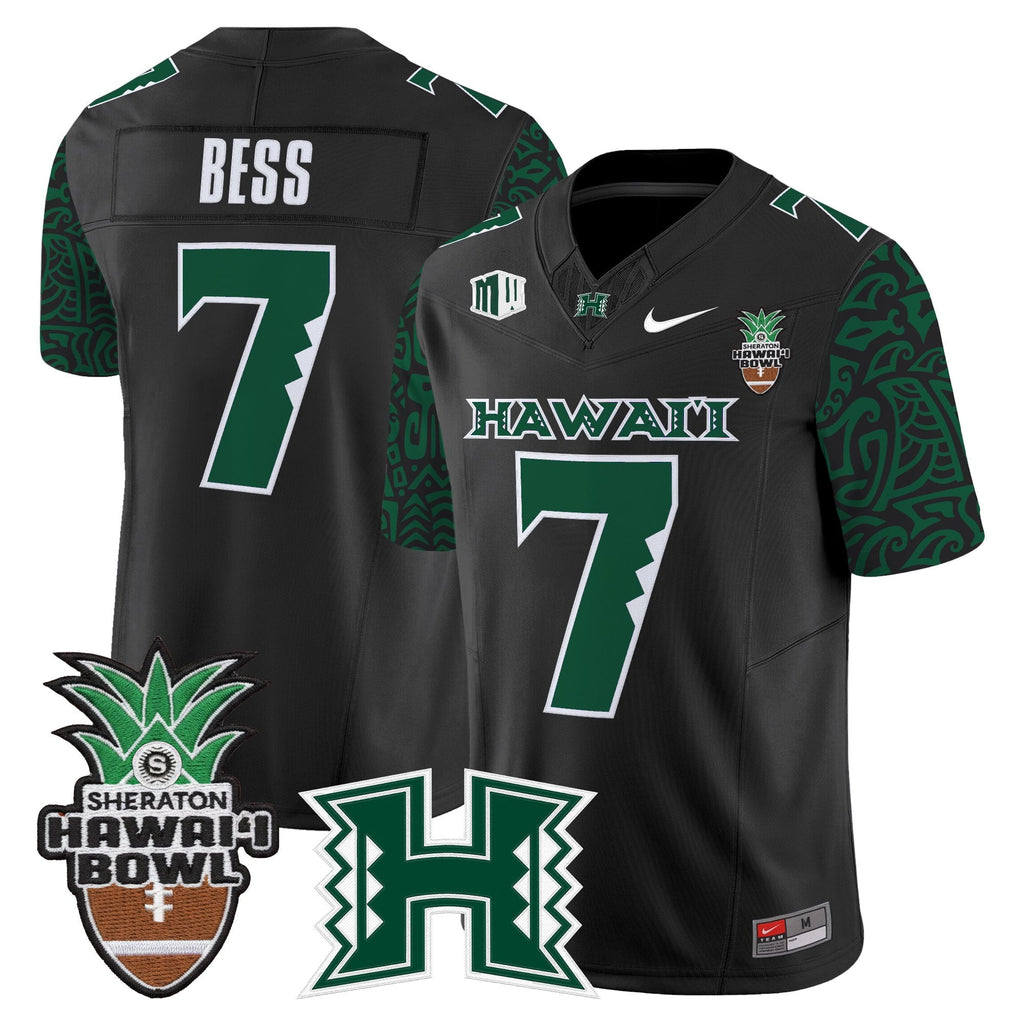 Men's Hawai'i Rainbow Warriors 2025 Hawai'i Pattern Vapor Limited Jersey - Hawai'i Bowl Patch - All Stitched