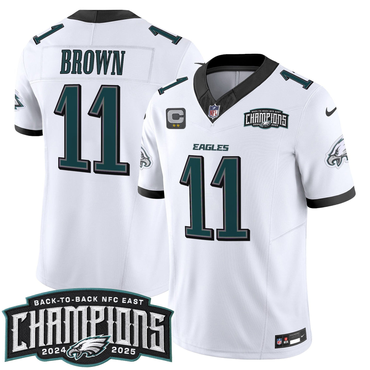 Men's Philadelphia Eagles Back-To-Back 2024-2025 NFC East Division Champions Vapor Limited Jersey - All Stitched