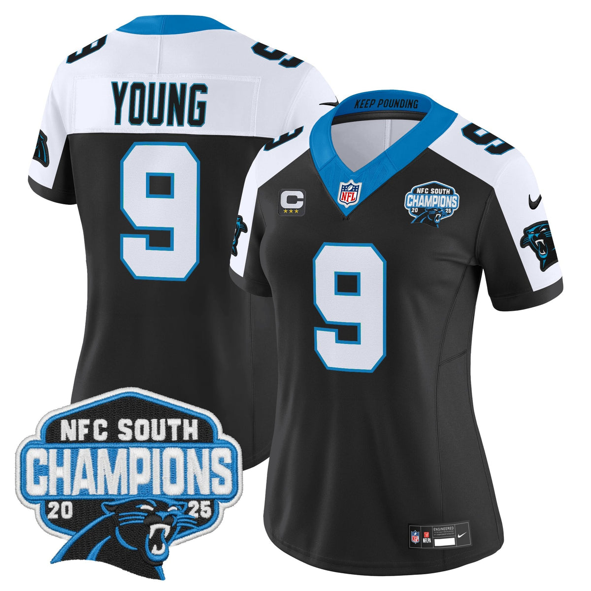 Women's Carolina Panthers 2025 NFC South Division Champions Vapor Limited Jersey - All Stitched