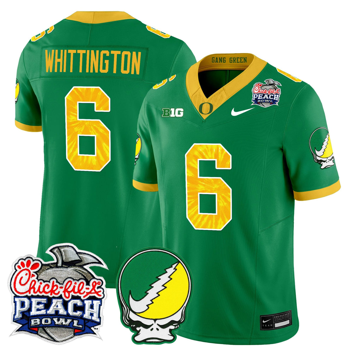 Men's Oregon Ducks "Grateful Ducks" Vapor Limited Jersey - 2026 Peach Bowl Patch - All Stitched