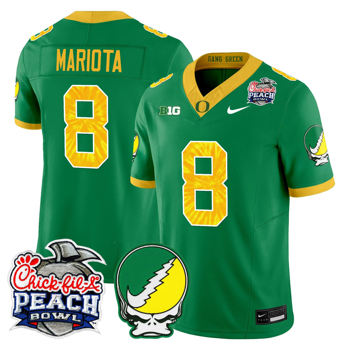 Men's Oregon Ducks "Grateful Ducks" Vapor Limited Jersey - 2026 Peach Bowl Patch - All Stitched