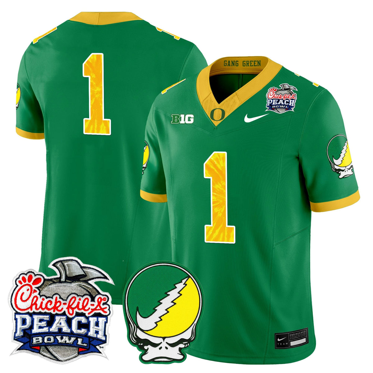 Men's Oregon Ducks "Grateful Ducks" Vapor Limited Jersey - 2026 Peach Bowl Patch - All Stitched