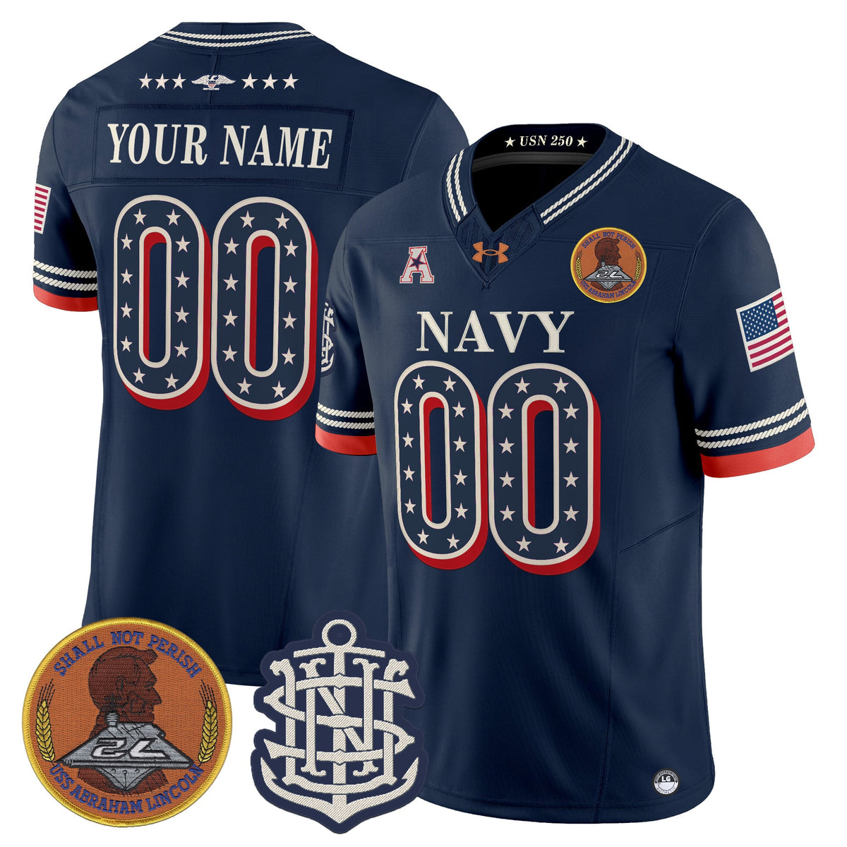 Navy Midshipmen 1776-2026 America Vapor Limited Custom Jersey - Stitched