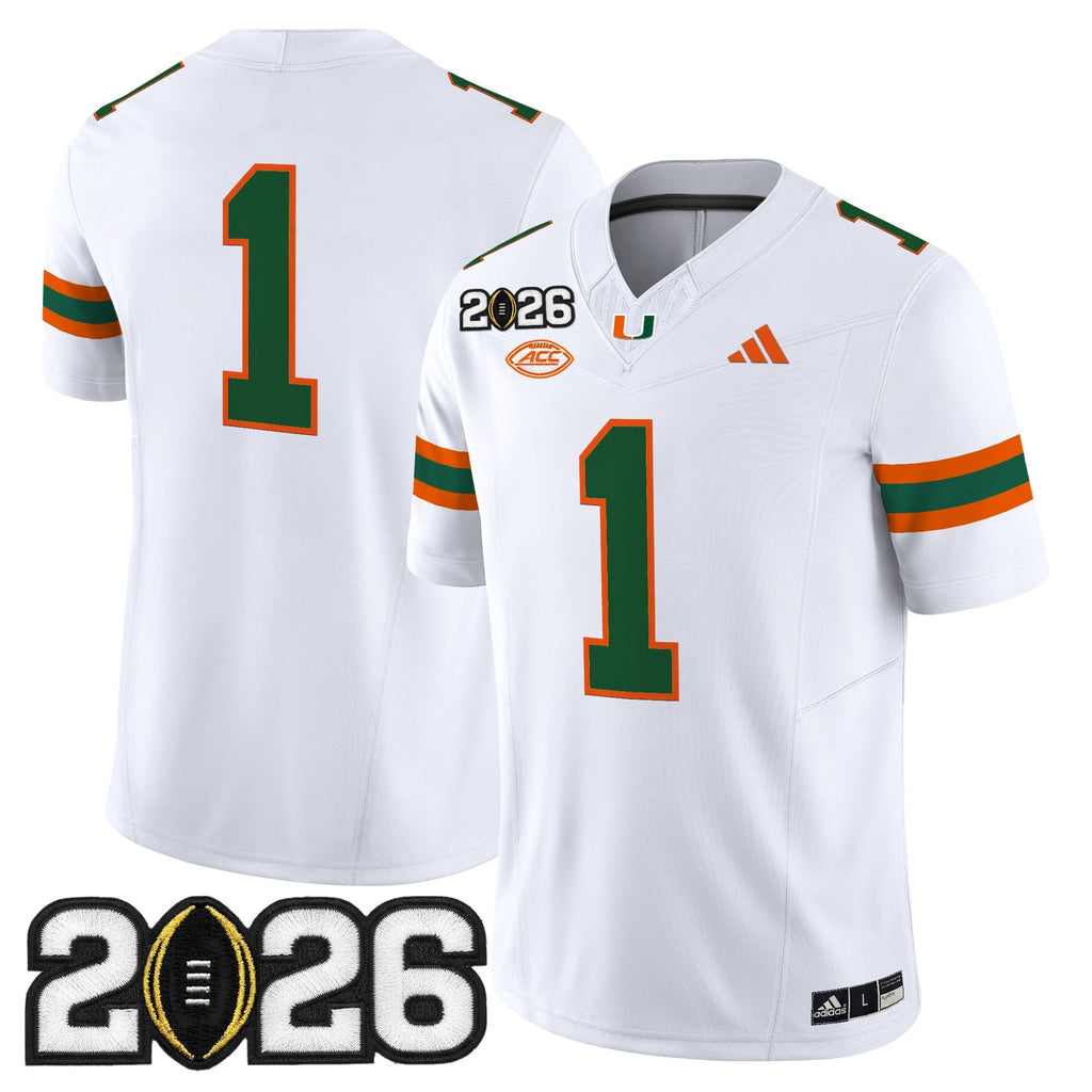 Men's Miami Hurricanes 2026 CFP Final Patch Vapor Limited Jersey - All Stitched