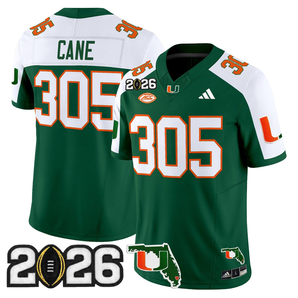 Men's Miami Hurricanes 2026 CFP Final & Florida Patch Vapor Limited Jersey - All Stitched