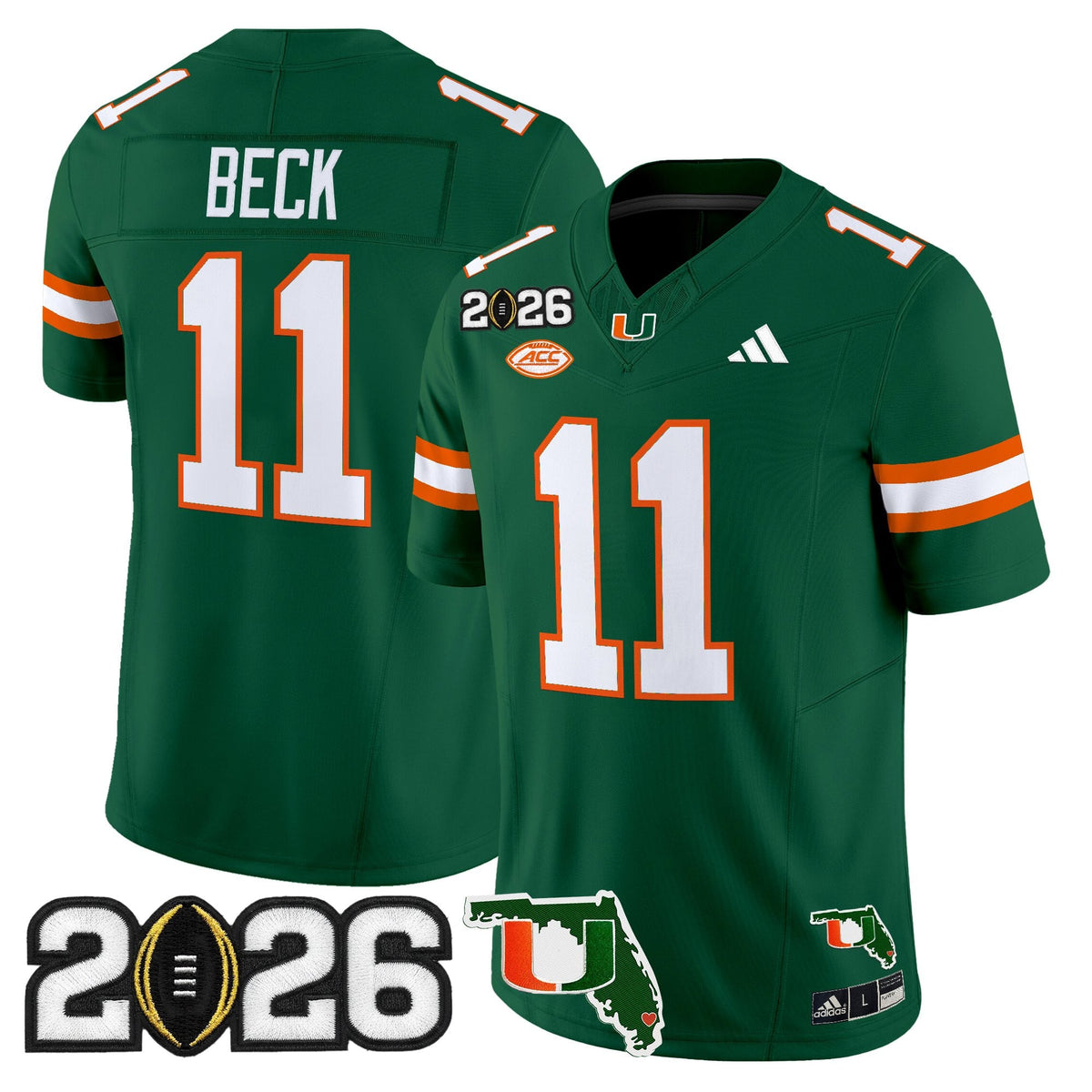 Men's Miami Hurricanes 2026 CFP Final & Florida Patch Vapor Limited Jersey - All Stitched