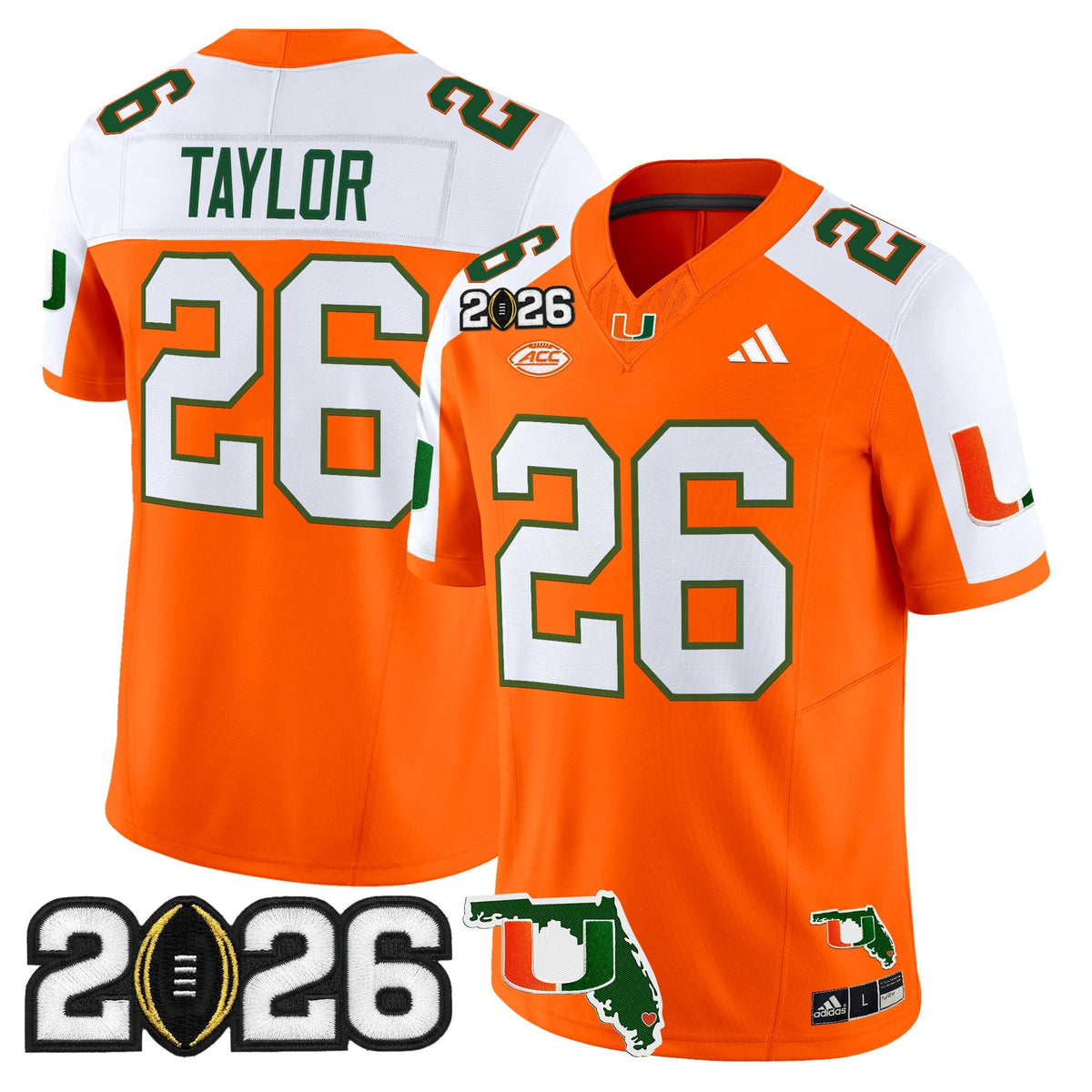 Men's Miami Hurricanes 2026 CFP Final & Florida Patch Vapor Limited Jersey - All Stitched