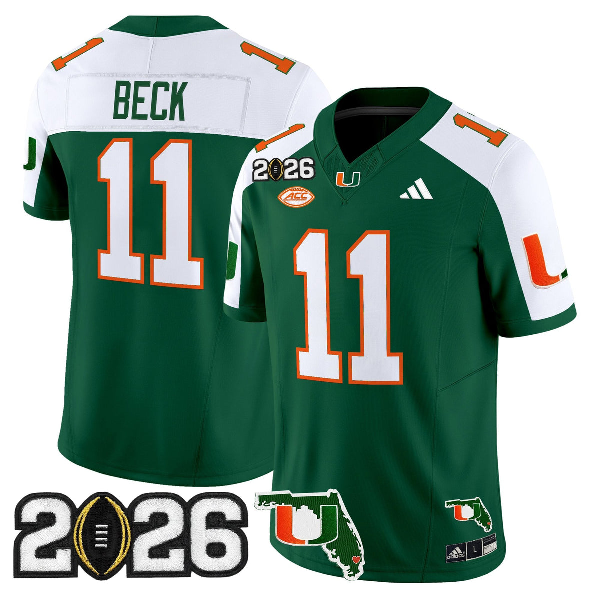 Men's Miami Hurricanes 2026 CFP Final & Florida Patch Vapor Limited Jersey - All Stitched