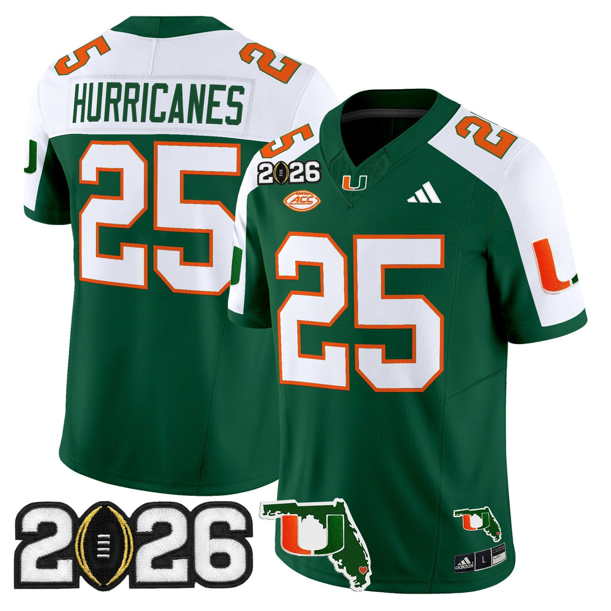 Men's Miami Hurricanes 2026 CFP Final & Florida Patch Vapor Limited Jersey - All Stitched