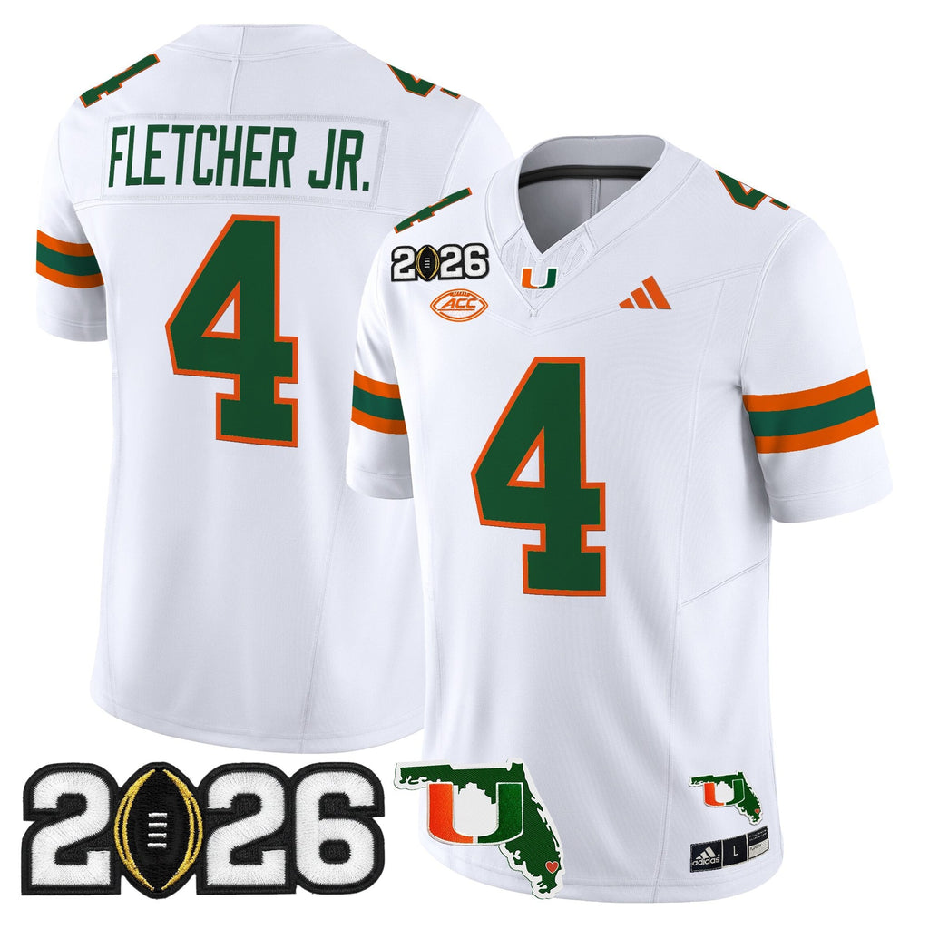 Men's Miami Hurricanes 2026 CFP Final & Florida Patch Vapor Limited Jersey - All Stitched