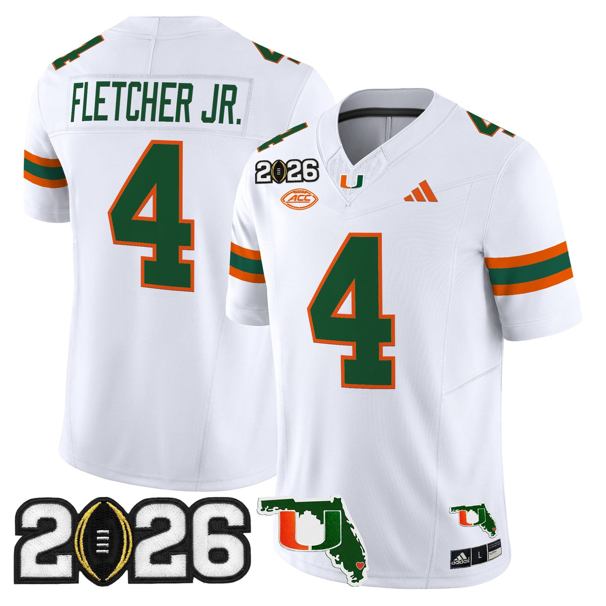Men's Miami Hurricanes 2026 CFP Final & Florida Patch Vapor Limited Jersey - All Stitched