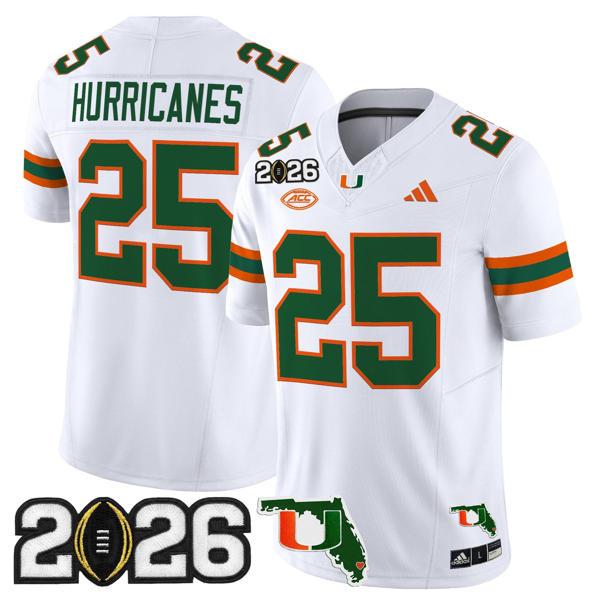 Men's Miami Hurricanes 2026 CFP Final & Florida Patch Vapor Limited Jersey - All Stitched