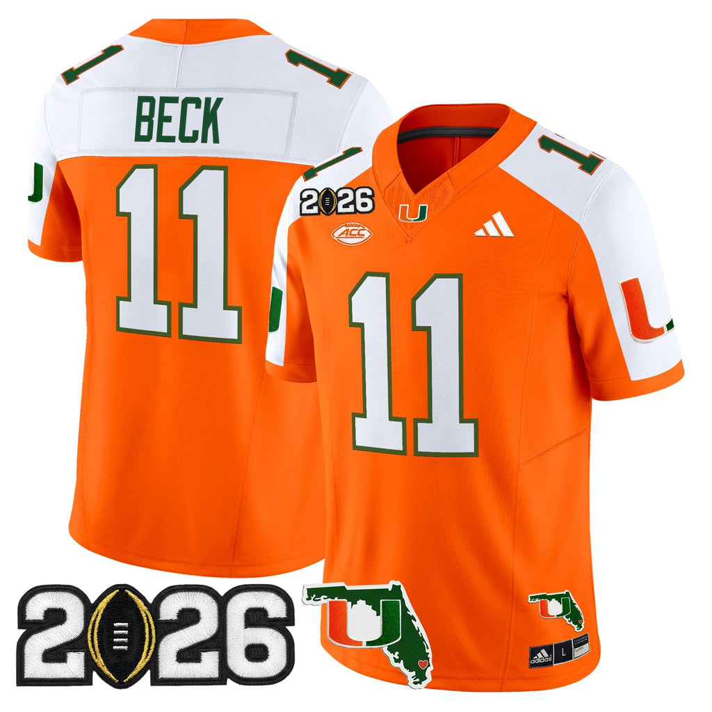Men's Miami Hurricanes 2026 CFP Final & Florida Patch Vapor Limited Jersey - All Stitched