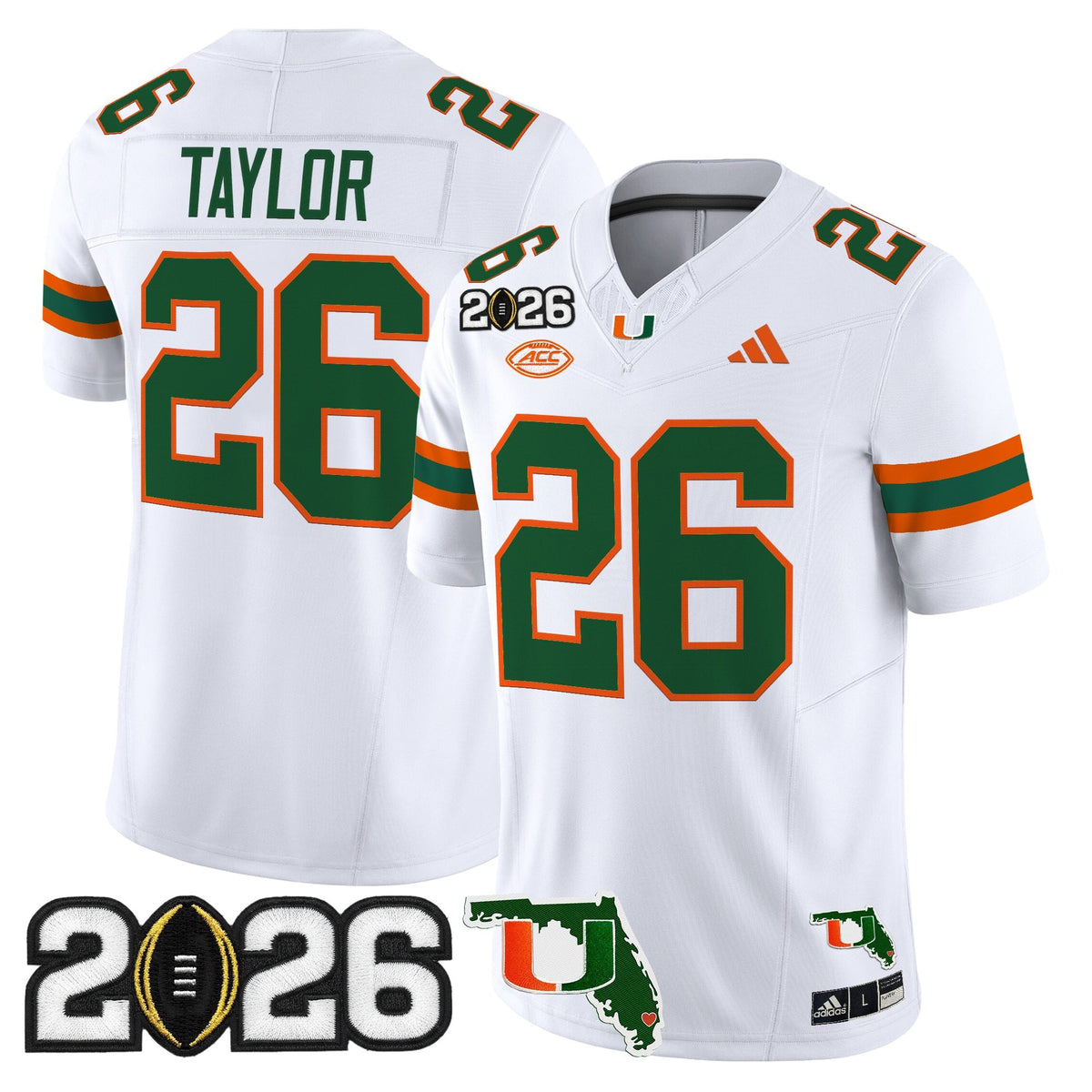 Men's Miami Hurricanes 2026 CFP Final & Florida Patch Vapor Limited Jersey - All Stitched