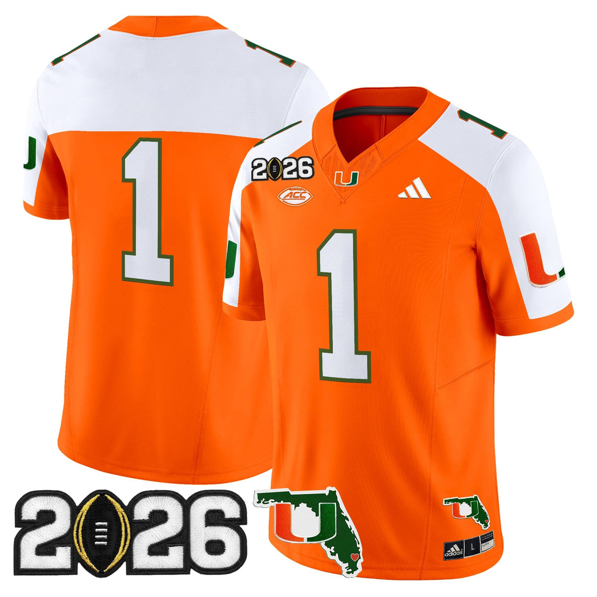 Men's Miami Hurricanes 2026 CFP Final & Florida Patch Vapor Limited Jersey - All Stitched