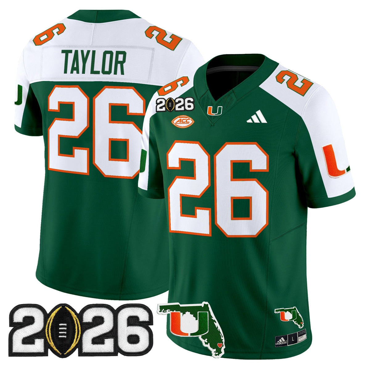 Men's Miami Hurricanes 2026 CFP Final & Florida Patch Vapor Limited Jersey - All Stitched