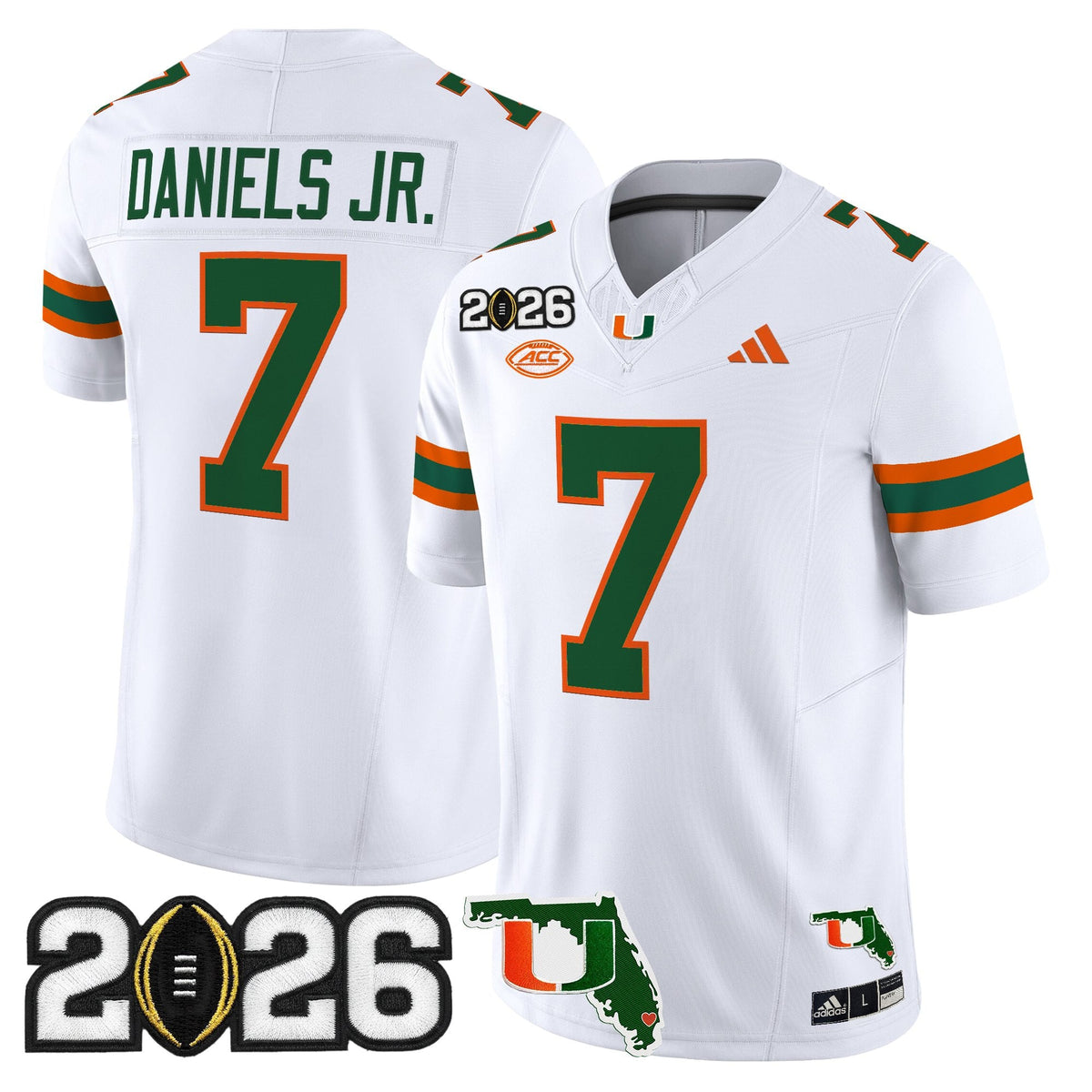 Men's Miami Hurricanes 2026 CFP Final & Florida Patch Vapor Limited Jersey - All Stitched