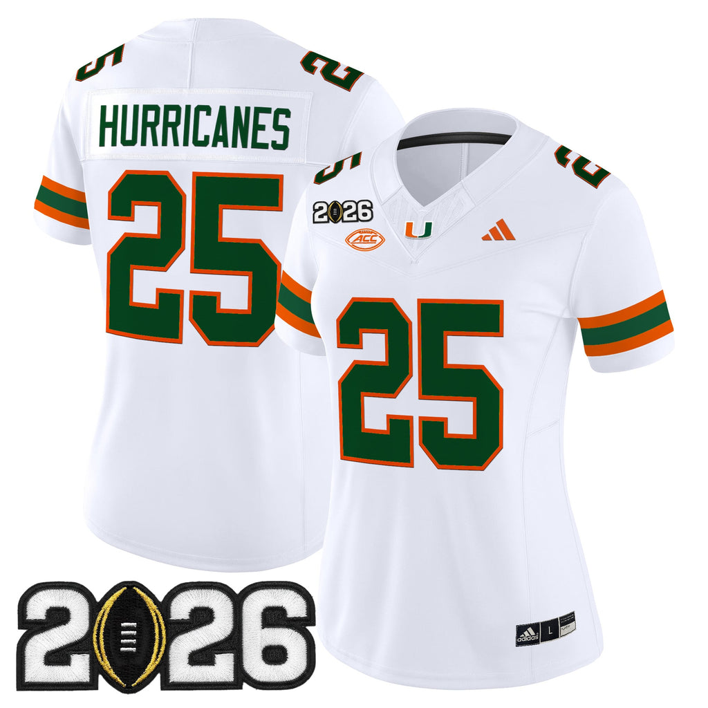 Women's Miami Hurricanes 2026 CFP Final Patch Vapor Limited Jersey - All Stitched