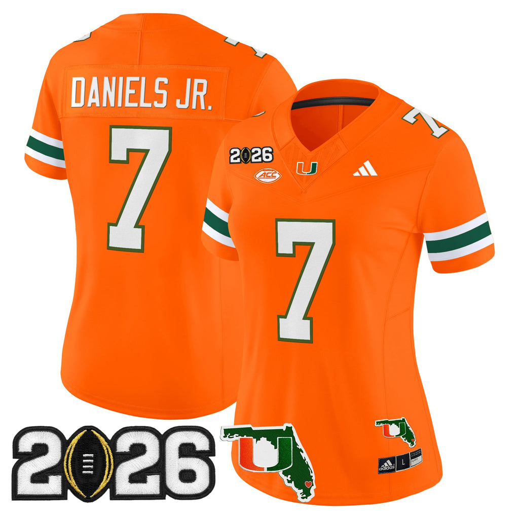 Women's Miami Hurricanes 2026 CFP Final & Florida Patch Vapor Limited Jersey - All Stitched