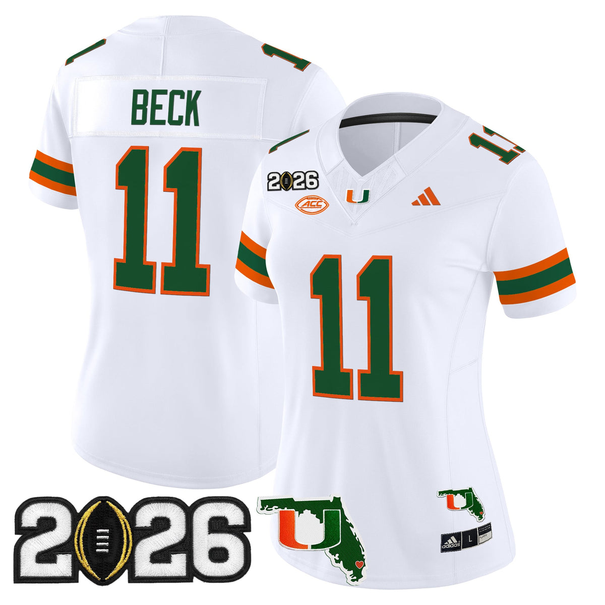 Women's Miami Hurricanes 2026 CFP Final & Florida Patch Vapor Limited Jersey - All Stitched