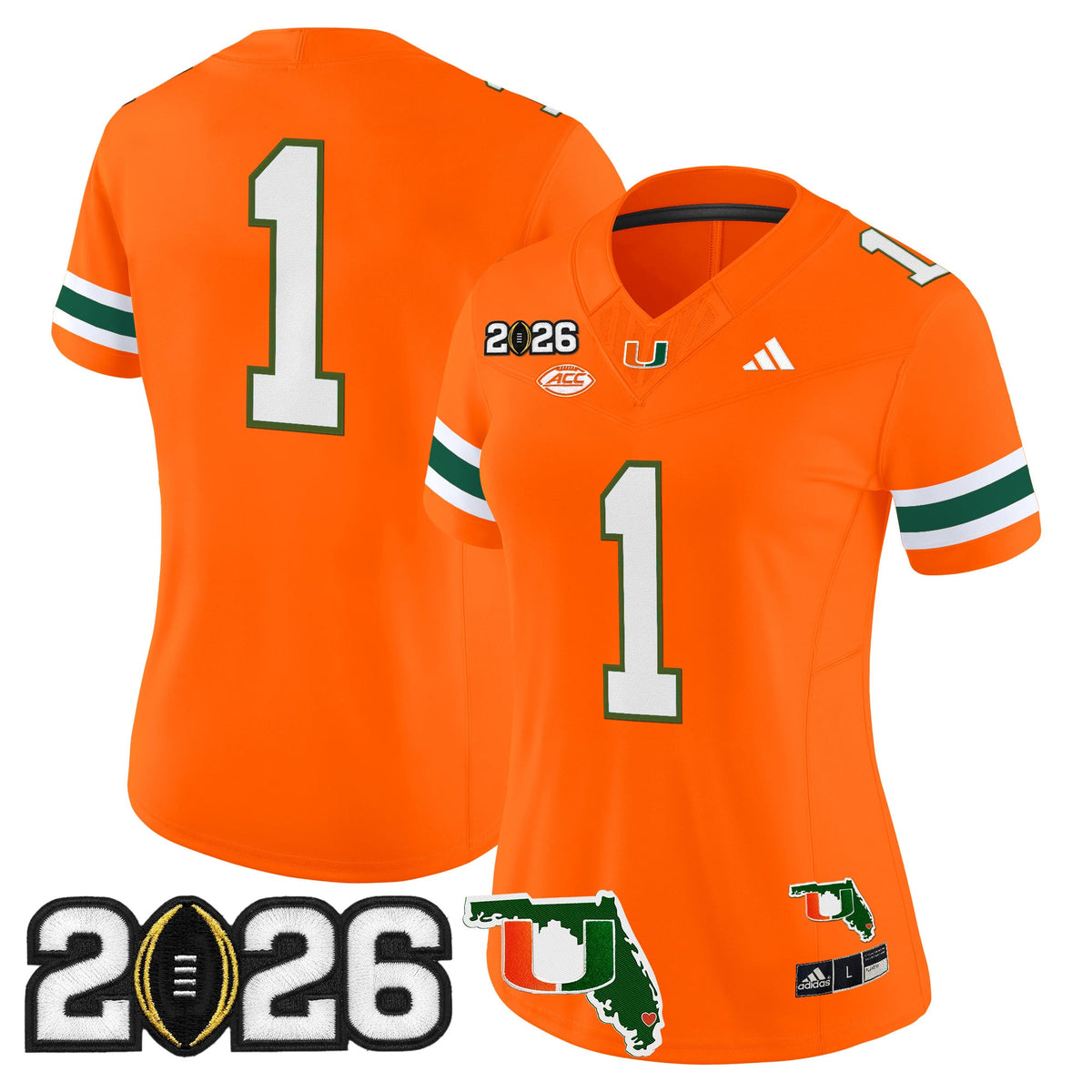 Women's Miami Hurricanes 2026 CFP Final & Florida Patch Vapor Limited Jersey - All Stitched