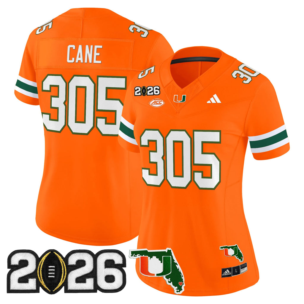 Women's Miami Hurricanes 2026 CFP Final & Florida Patch Vapor Limited Jersey - All Stitched