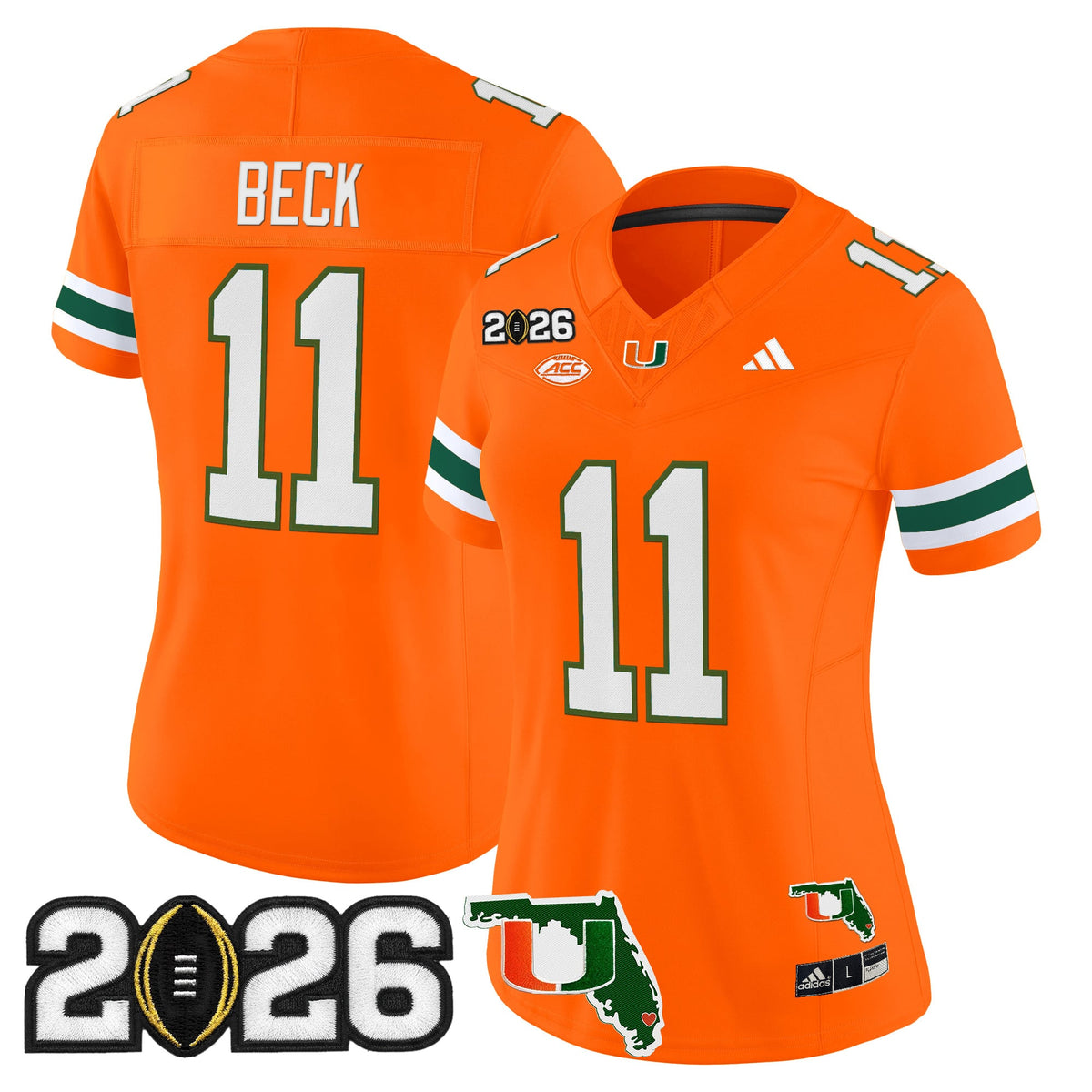 Women's Miami Hurricanes 2026 CFP Final & Florida Patch Vapor Limited Jersey - All Stitched