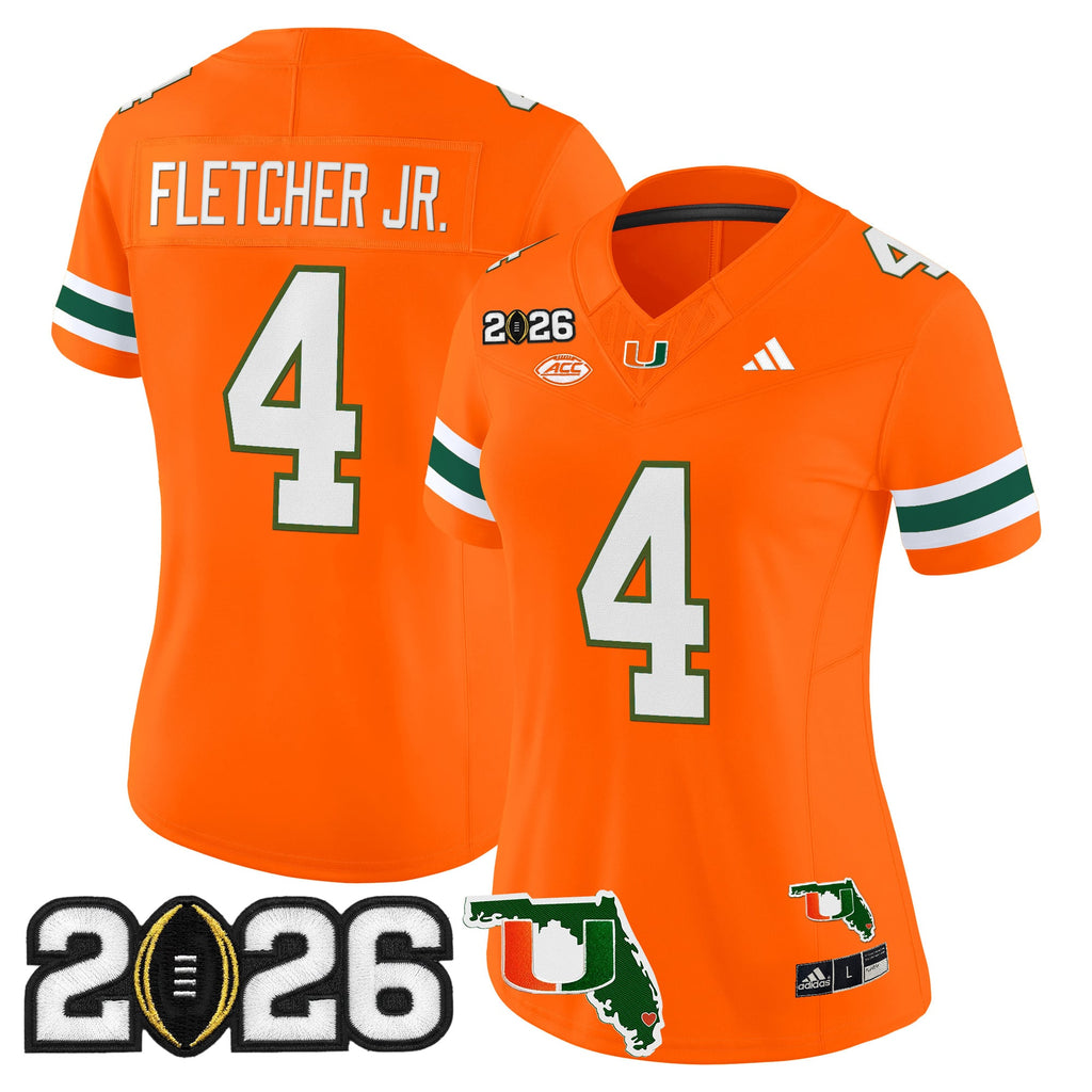 Women's Miami Hurricanes 2026 CFP Final & Florida Patch Vapor Limited Jersey - All Stitched