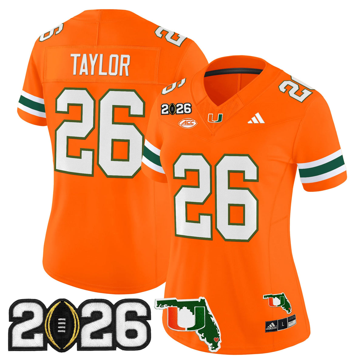 Women's Miami Hurricanes 2026 CFP Final & Florida Patch Vapor Limited Jersey - All Stitched
