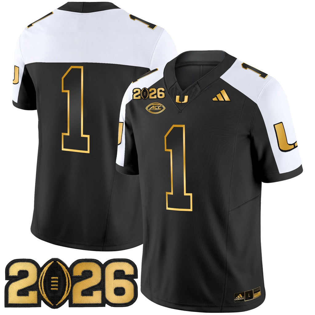 Men's Miami Hurricanes 2026 CFP Final Patch Gold Vapor Limited Jersey - All Stitched