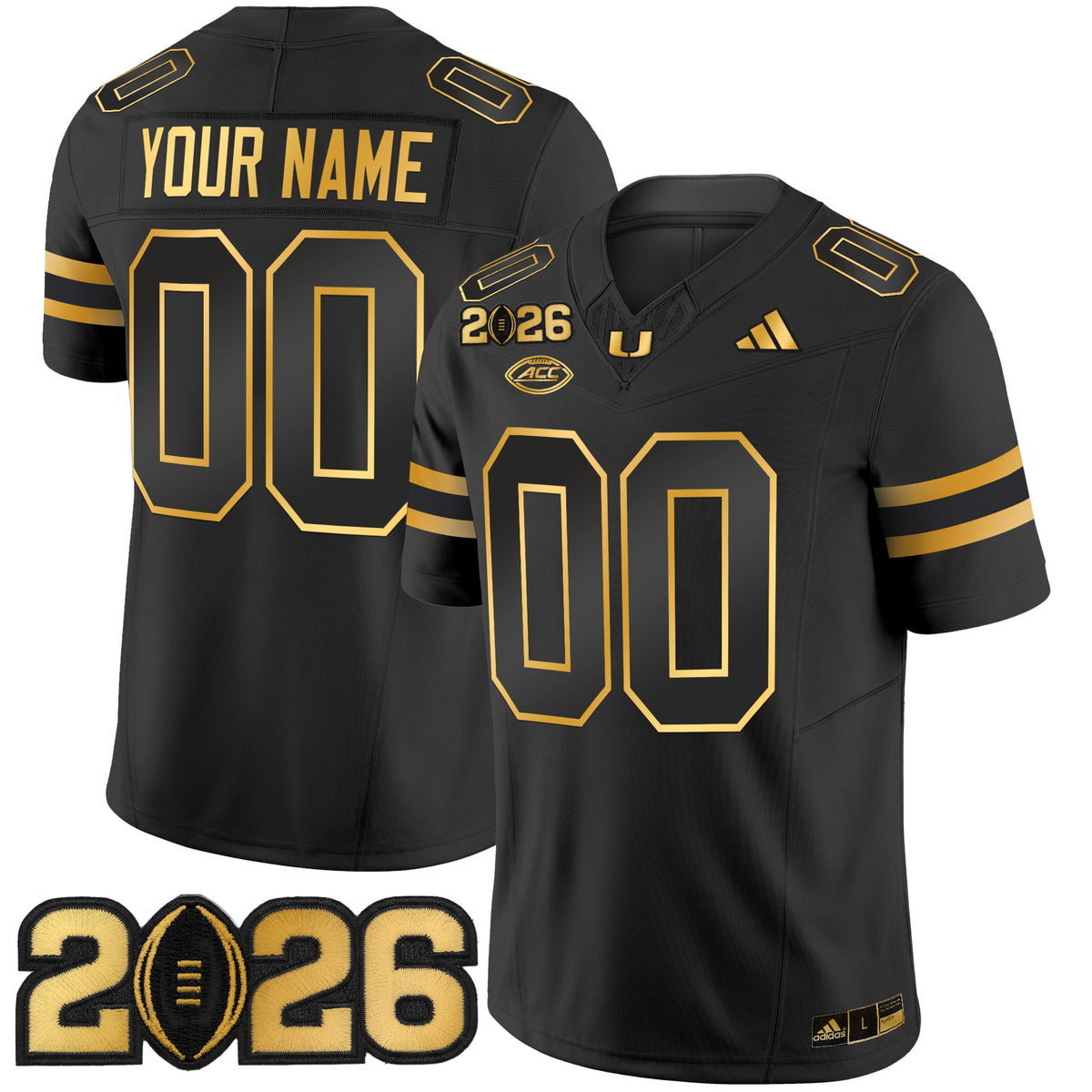 Miami Hurricanes 2026 CFP Final Patch Gold Vapor Limited Custom Jersey - All Stitched