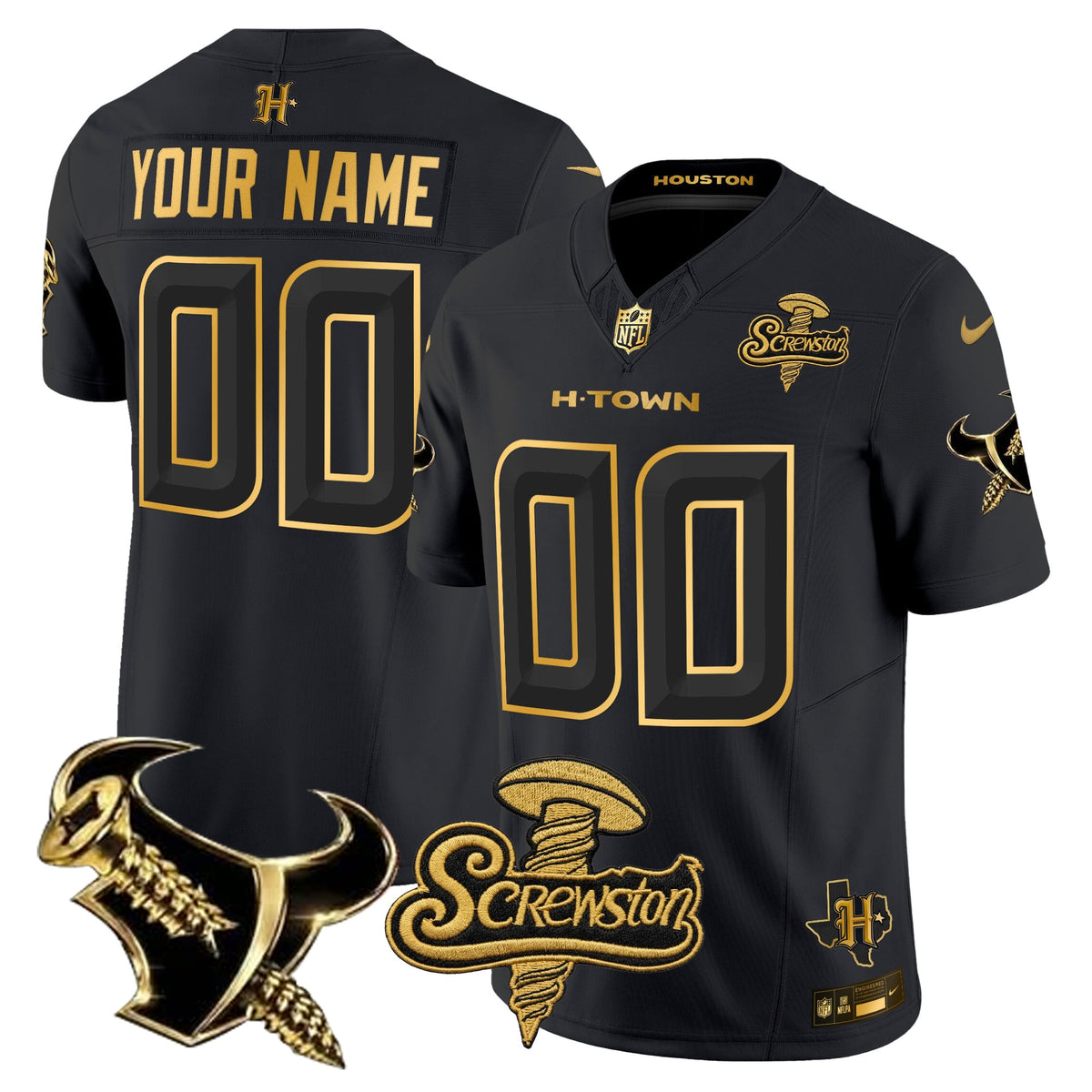 Houston Texans DJ Screw Gold Vapor Limited Custom Jersey - All Stitched