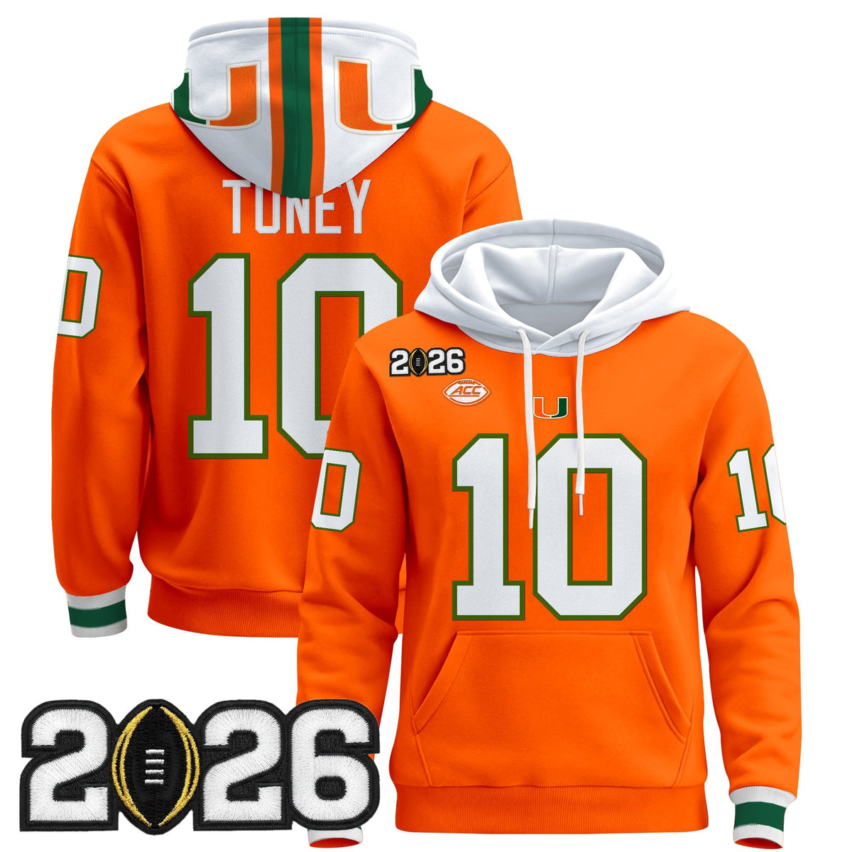 Men's Miami Hurricanes 2026 CFP Final Patch Premium Pullover Hoodie - All Stitched