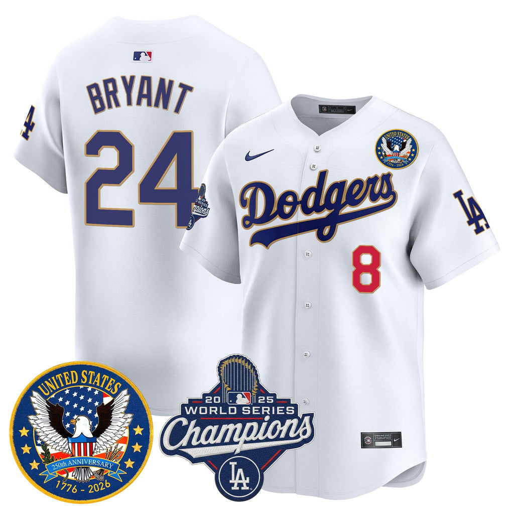 Men's Dodgers 2025 World Series Champions & America 250th Patch Vapor Premier Limited Jersey - All Stitched