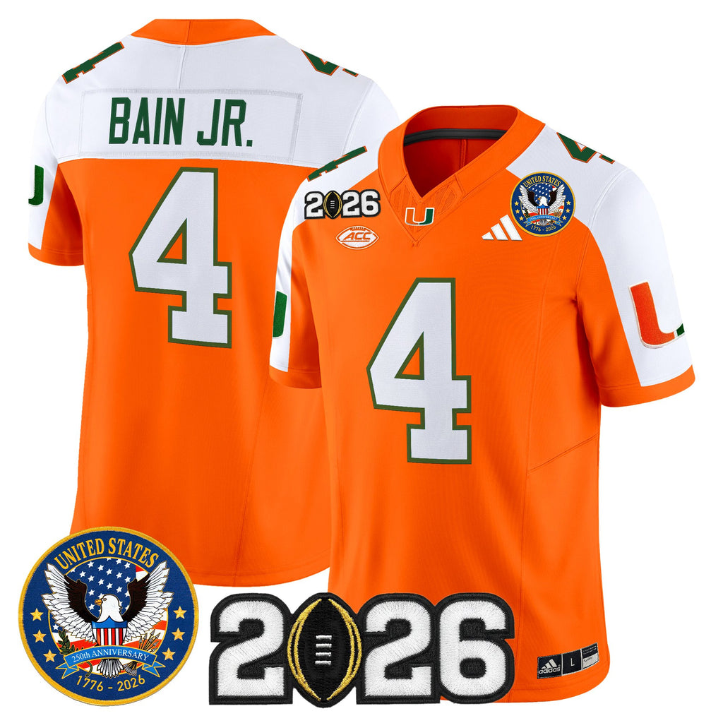 Men's Miami Hurricanes "United States 250th Anniversary & 2026 CFP Final Patch" Vapor Limited Jersey - All Stitched