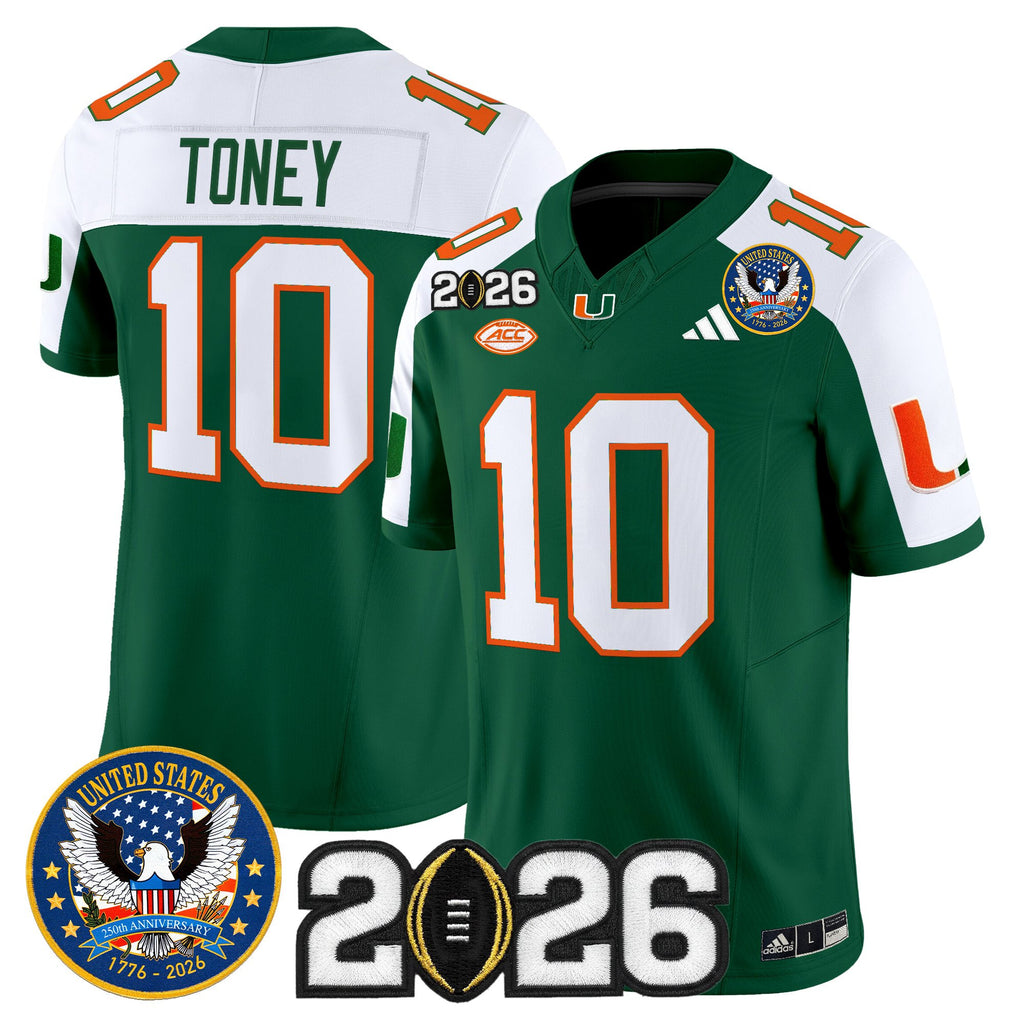 Men's Miami Hurricanes "United States 250th Anniversary & 2026 CFP Final Patch" Vapor Limited Jersey - All Stitched