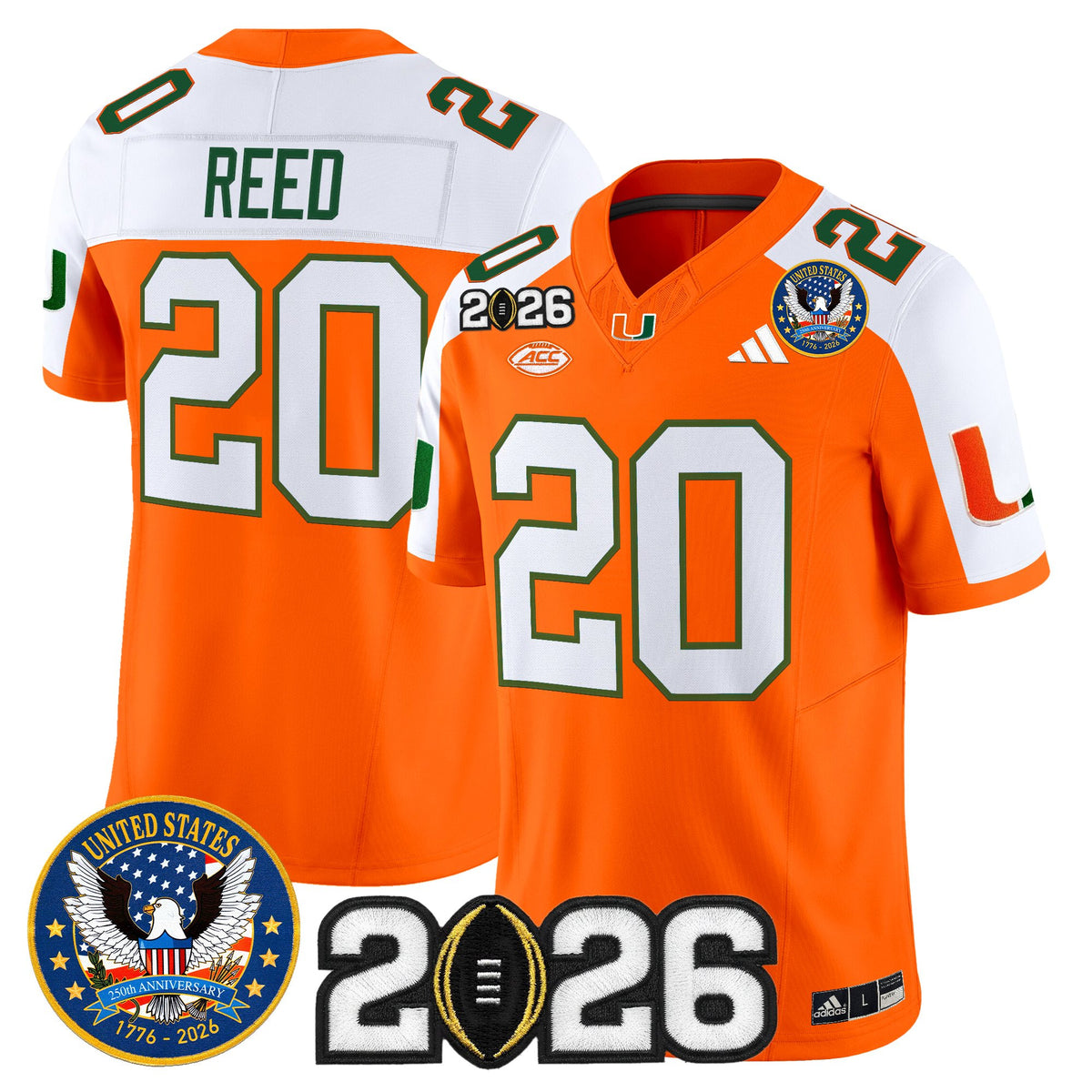 Men's Miami Hurricanes "United States 250th Anniversary & 2026 CFP Final Patch" Vapor Limited Jersey - All Stitched